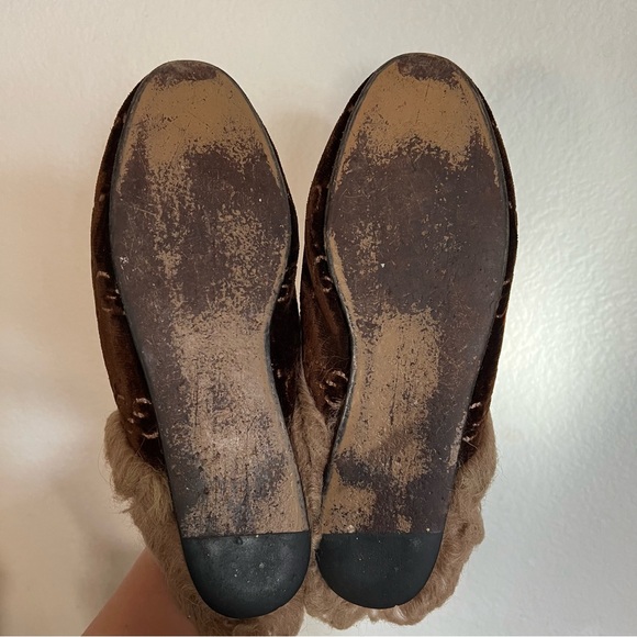 Gucci Princetown Brown Velvet Fur Slip On Flats Size 8.5 - Picture 8 of 17